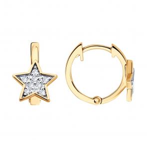 Золотые серьги SOKOLOV с фианитом 0200653 фото