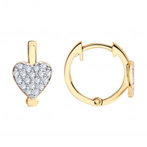 Золотые серьги SOKOLOV с фианитом 0200654 фото