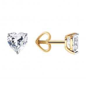 Золотые серьги SOKOLOV с фианитом 0200655 фото