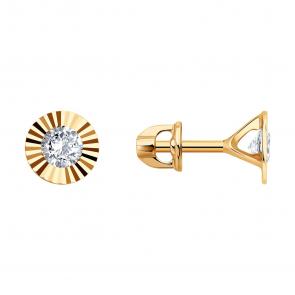 Золотые серьги SOKOLOV с фианитом 0200660 фото