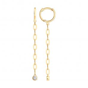 Золотые серьги SOKOLOV с фианитом 0200662 фото