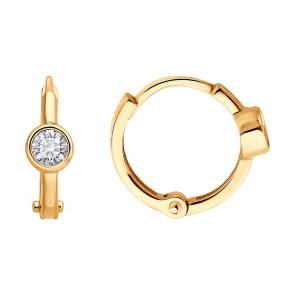 Золотые серьги SOKOLOV с фианитом 0200665 фото