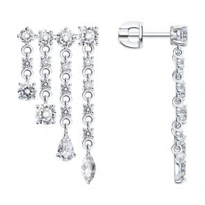 Серьги из белого золота SOKOLOV с фианитом 0200668-3 фото