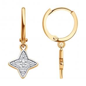 Золотые серьги SOKOLOV с фианитом 0200673 фото