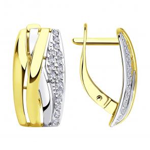 Серьги из лимонного золота SOKOLOV с фианитом 0200677-2 фото