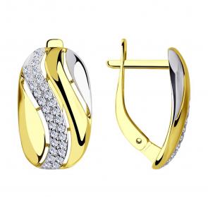 Серьги из лимонного золота SOKOLOV с фианитом 0200678-2 фото