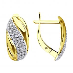 Серьги из лимонного золота SOKOLOV с фианитом 0200679-2 фото