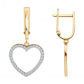 Золотые серьги SOKOLOV с фианитом 0200691 фото