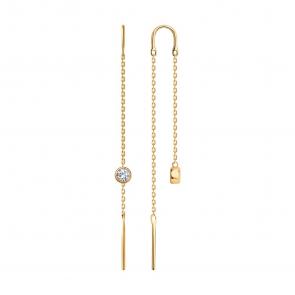 Золотые серьги SOKOLOV с фианитом 0200695 фото