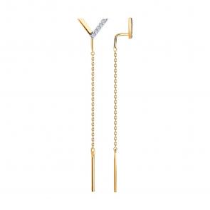 Золотые серьги SOKOLOV с фианитом 0200701 фото