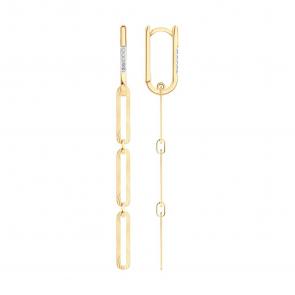 Золотые серьги SOKOLOV с фианитом 0200708 фото