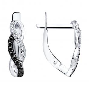 Серьги из белого золота SOKOLOV с фианитом 0200711-3 фото