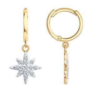 Золотые серьги SOKOLOV с фианитом 0200715 фото