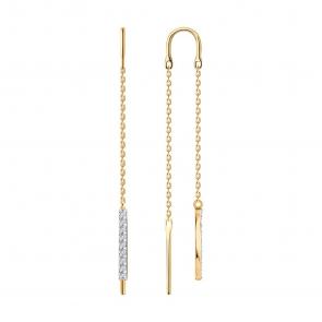 Золотые серьги SOKOLOV с фианитом 0200716 фото