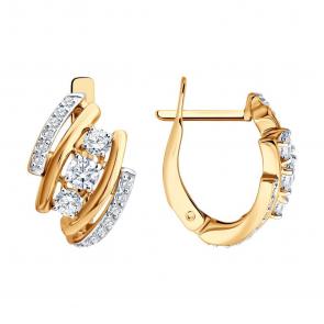 Золотые серьги SOKOLOV с фианитом 0200723 фото