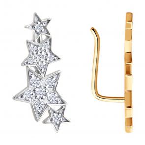 Золотые серьги SOKOLOV с фианитом 0200725 фото