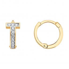 Золотые серьги SOKOLOV с фианитом 0200727 фото