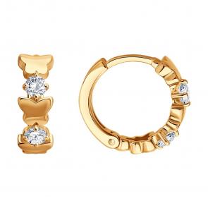 Золотые серьги SOKOLOV с фианитом 0200732 фото