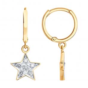 Золотые серьги SOKOLOV с фианитом 0200736 фото