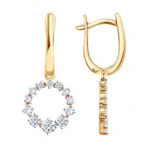 Золотые серьги SOKOLOV с фианитом 0200745 фото