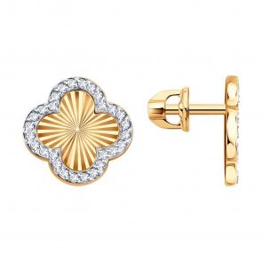 Золотые серьги SOKOLOV с фианитом 0200748 фото