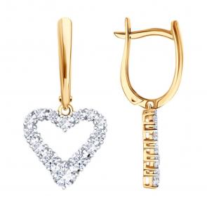 Золотые серьги SOKOLOV с фианитом 0200753 фото