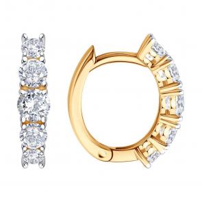 Золотые серьги SOKOLOV с фианитом 0200754 фото