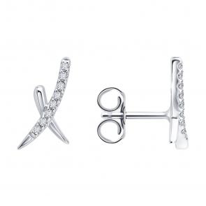 Серьги из белого золота SOKOLOV с фианитом 0200756-3 фото