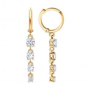 Золотые серьги SOKOLOV с фианитом 0200757 фото