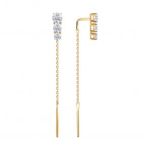 Золотые серьги SOKOLOV с фианитом 0200758 фото