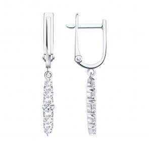 Серьги из белого золота SOKOLOV с фианитом 0200759-3 фото