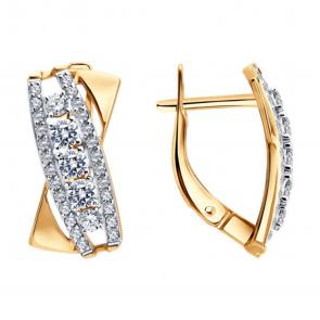 Золотые серьги SOKOLOV с фианитом 0200761 фото