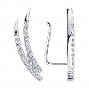 Серьги из белого золота SOKOLOV с фианитом 0200769-3 фото