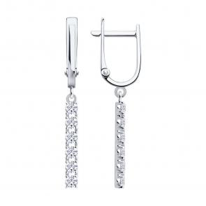 Серьги из белого золота SOKOLOV с фианитом 0200773-3 фото