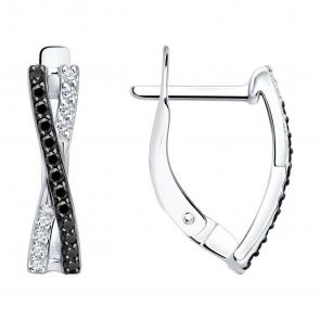 Серьги из белого золота SOKOLOV с фианитом 0200774-3 фото