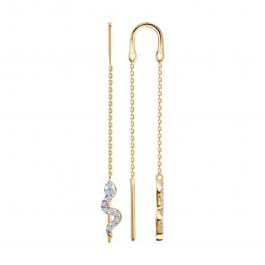 Золотые серьги SOKOLOV с фианитом 0200779 фото