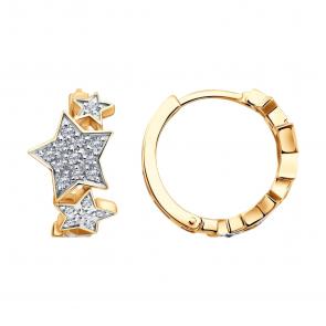 Золотые серьги SOKOLOV с фианитом 0200786 фото