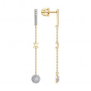 Золотые серьги SOKOLOV с фианитом 0200790 фото