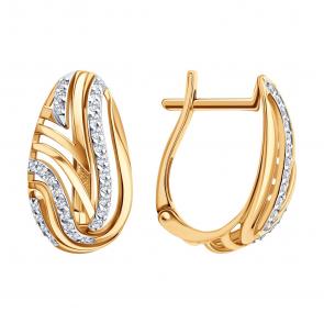 Золотые серьги SOKOLOV с фианитом 0200798 фото