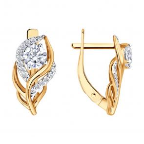 Золотые серьги SOKOLOV с фианитом 0200801 фото