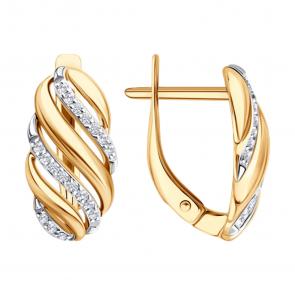 Золотые серьги SOKOLOV с фианитом 0200803 фото