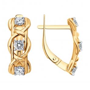 Золотые серьги SOKOLOV с фианитом 0200870 фото