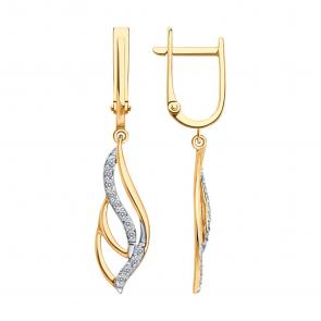 Золотые серьги SOKOLOV с фианитом 0200871 фото