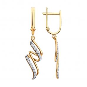 Золотые серьги SOKOLOV с фианитом 0200877 фото