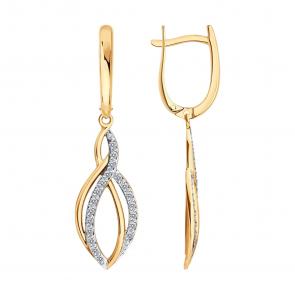 Золотые серьги SOKOLOV с фианитом 0200880 фото