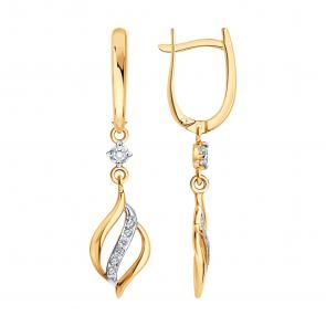 Золотые серьги SOKOLOV с фианитом 0200881 фото