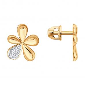 Золотые серьги SOKOLOV с фианитом 0200883 фото