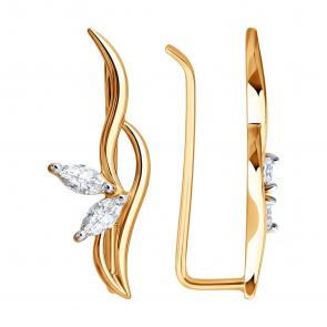 Золотые серьги SOKOLOV с фианитом 0200889 фото