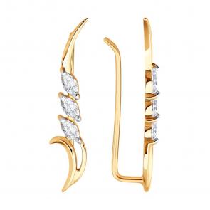 Золотые серьги SOKOLOV с фианитом 0200890 фото