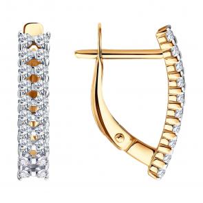 Золотые серьги SOKOLOV с фианитом 0200897 фото